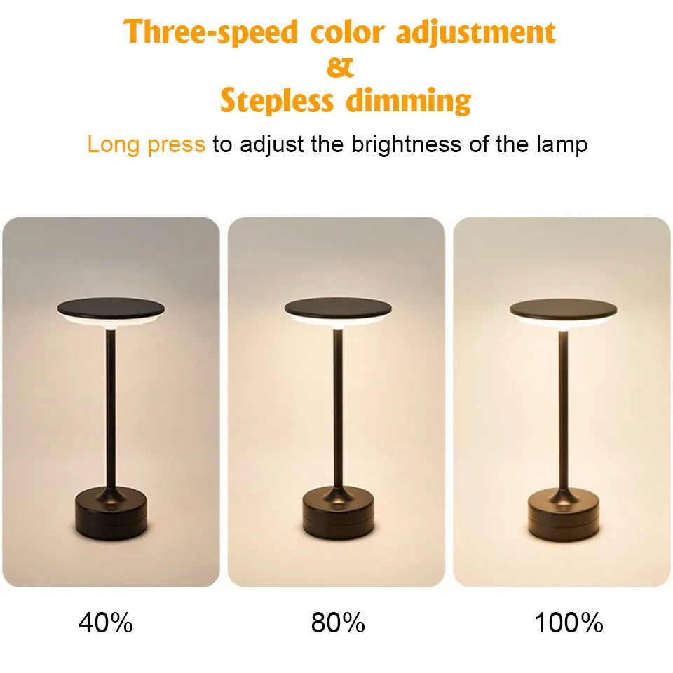 Lámpara de mesa LED con Sensor táctil, luz nocturna portátil recargable por USB, luz nocturna para dormitorio, lámpara de lectura inalámbrica, restaurante, Hotel y Bar