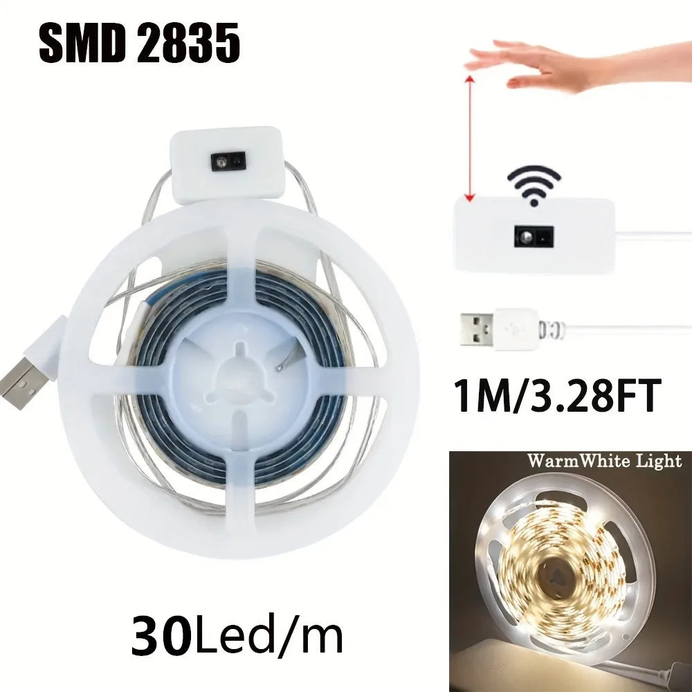 USB LED Strip Light with Motion & Hand Scan Sensor 5V Dimmable Lighting for Closet & Kitchen