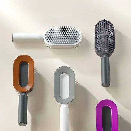 Self Cleaning, Anti-Static Hair Brush with Scalp Massage