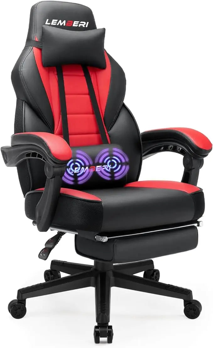Silla Gamer LEMBERI 400lb Estilo Racing con Reposapiés para Adultos