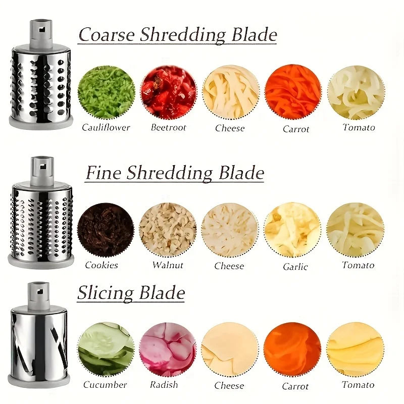 🥒 Vegetable & Fruit Slicer Grater Efficient Drum Cutter for Fast, Even Shreds