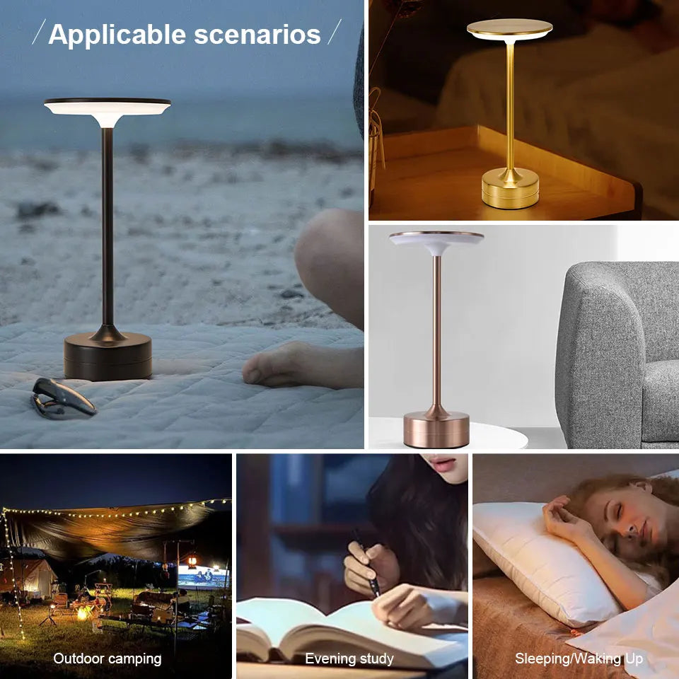 Lámpara de mesa LED con Sensor táctil, luz nocturna portátil recargable por USB, luz nocturna para dormitorio, lámpara de lectura inalámbrica, restaurante, Hotel y Bar