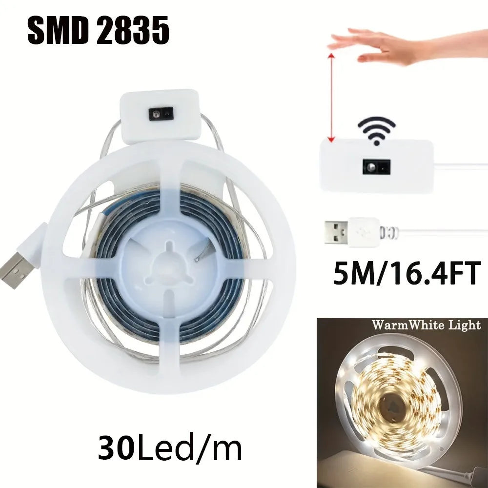 USB LED Strip Light with Motion & Hand Scan Sensor 5V Dimmable Lighting for Closet & Kitchen