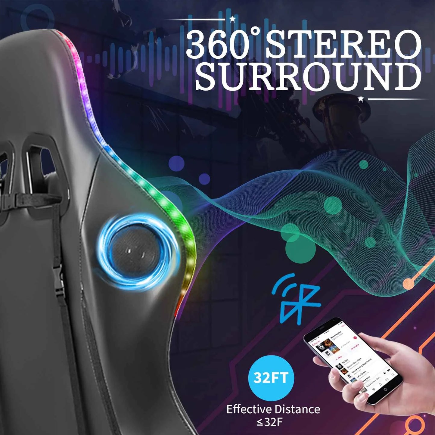 Silla Gamer RGB con Sonido y Masaje 135° de Con...