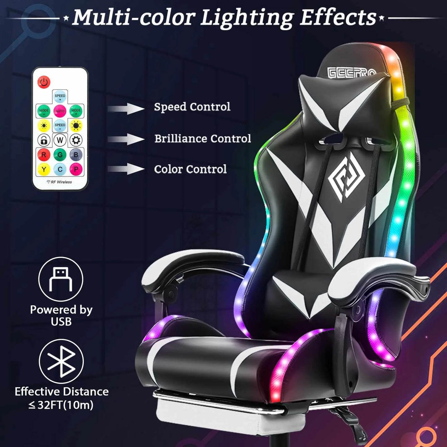 Silla Gamer RGB con Sonido y Masaje 135° de Con...