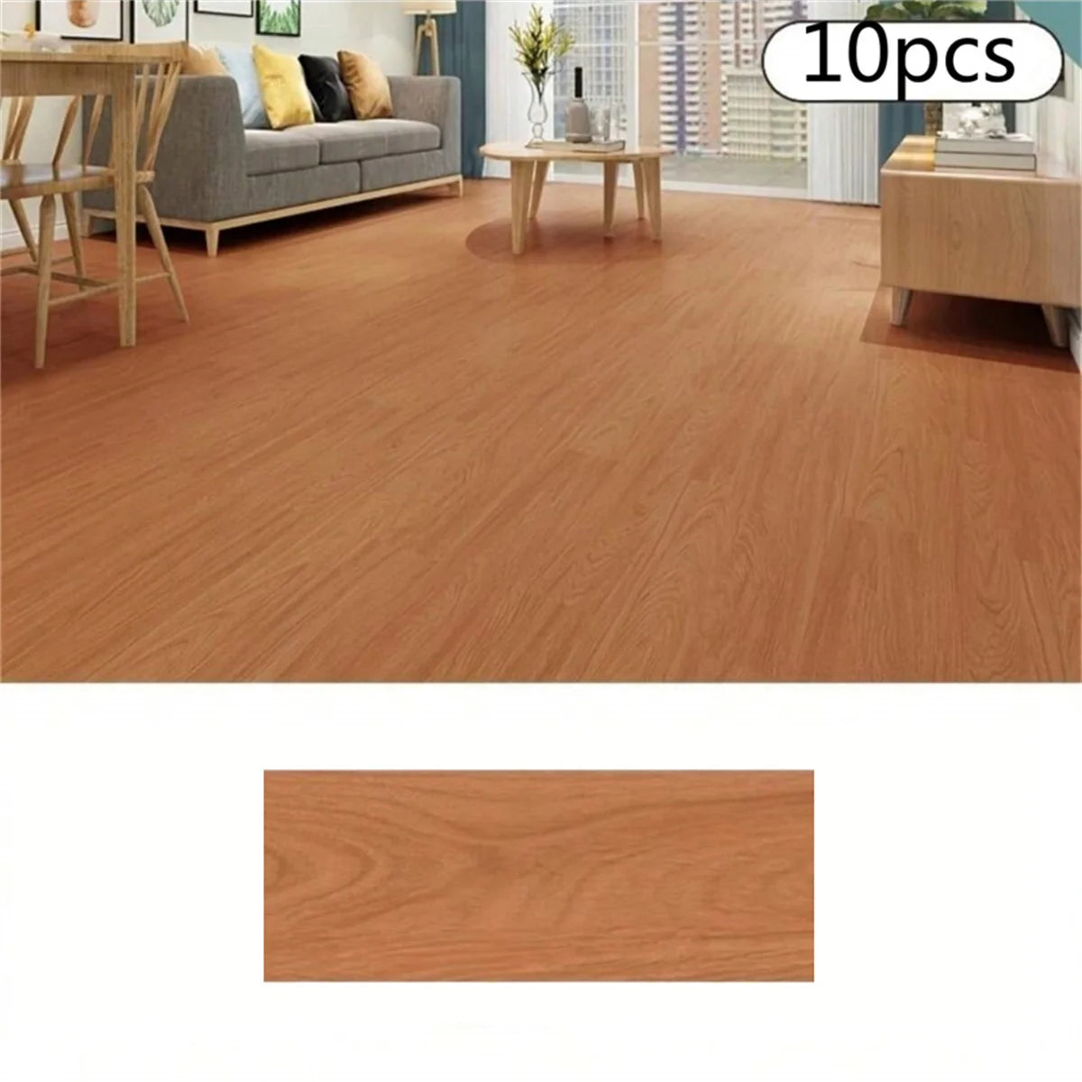 10 Pegatinas PVC 40x15cm Efecto Madera Gruesa | Suelo Vinílico Autoadhesivo e Impermeable