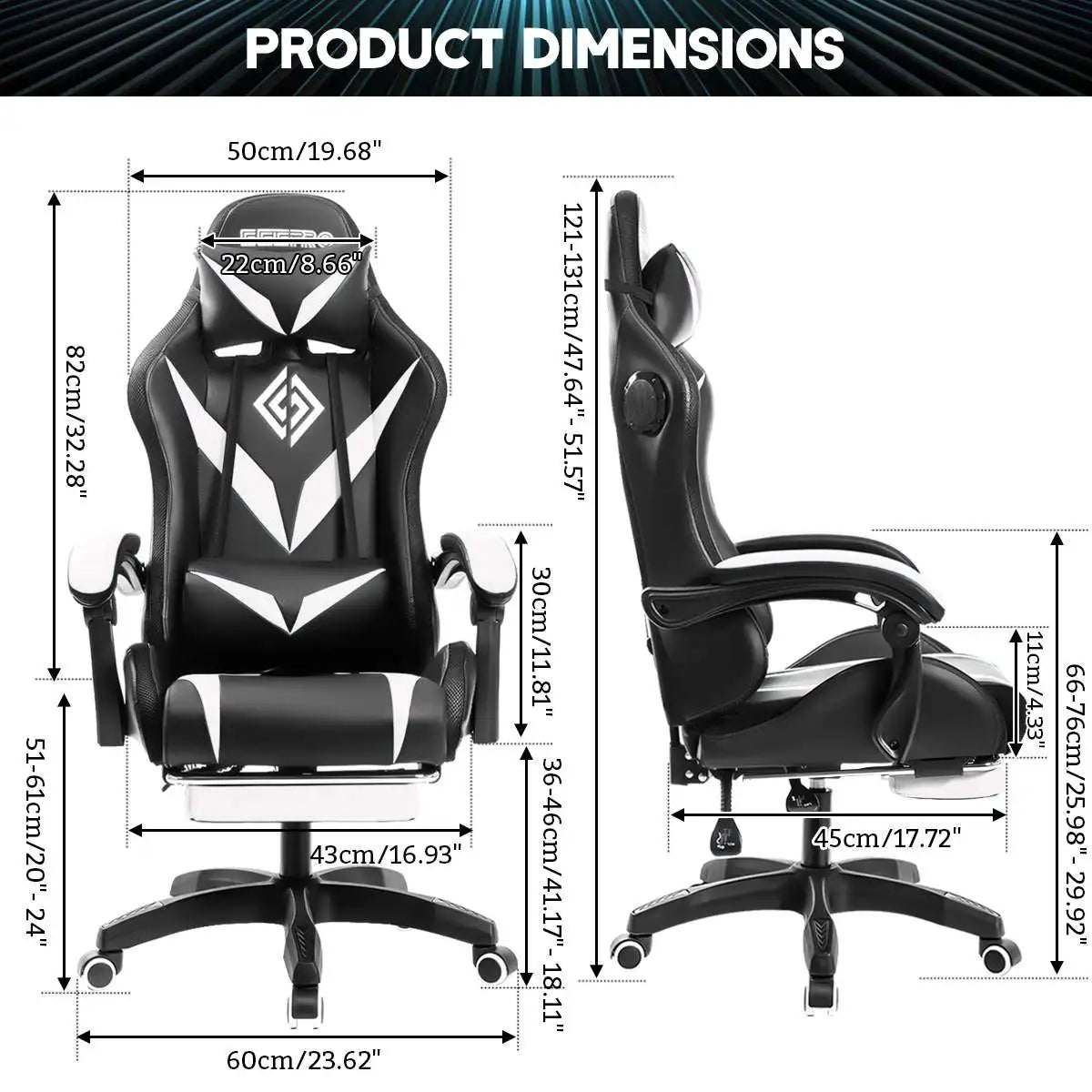 Silla Gamer RGB con Sonido y Masaje 135° de Con...