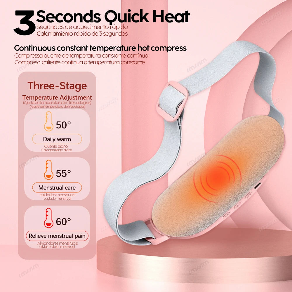 Cinturón Térmico y Masajeador para Cólicos – Alivio del Dolor Menstrual con Calor y Vibración