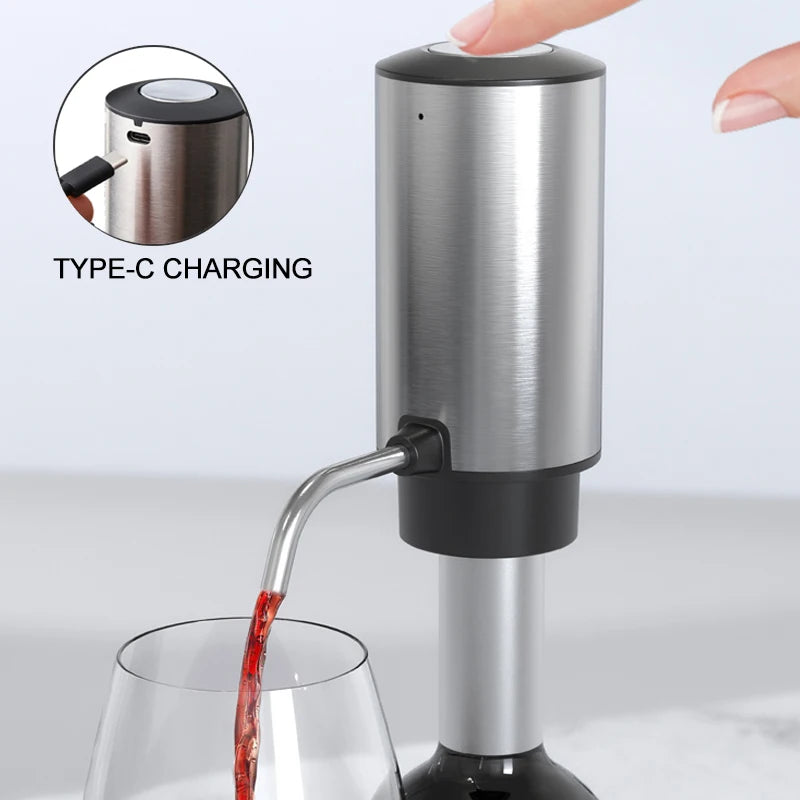🍷 USB Electric Wine Opener Set Rechargeable Stainless Steel Decanter & Aerator