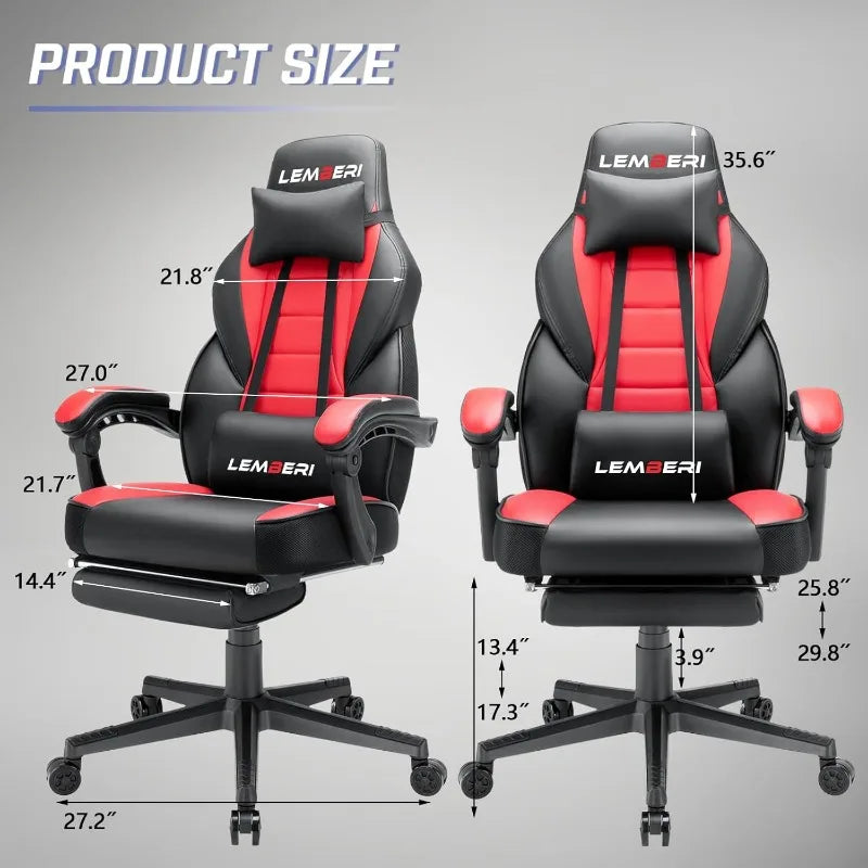 Silla Gamer LEMBERI 400lb Estilo Racing con Reposapiés para Adultos