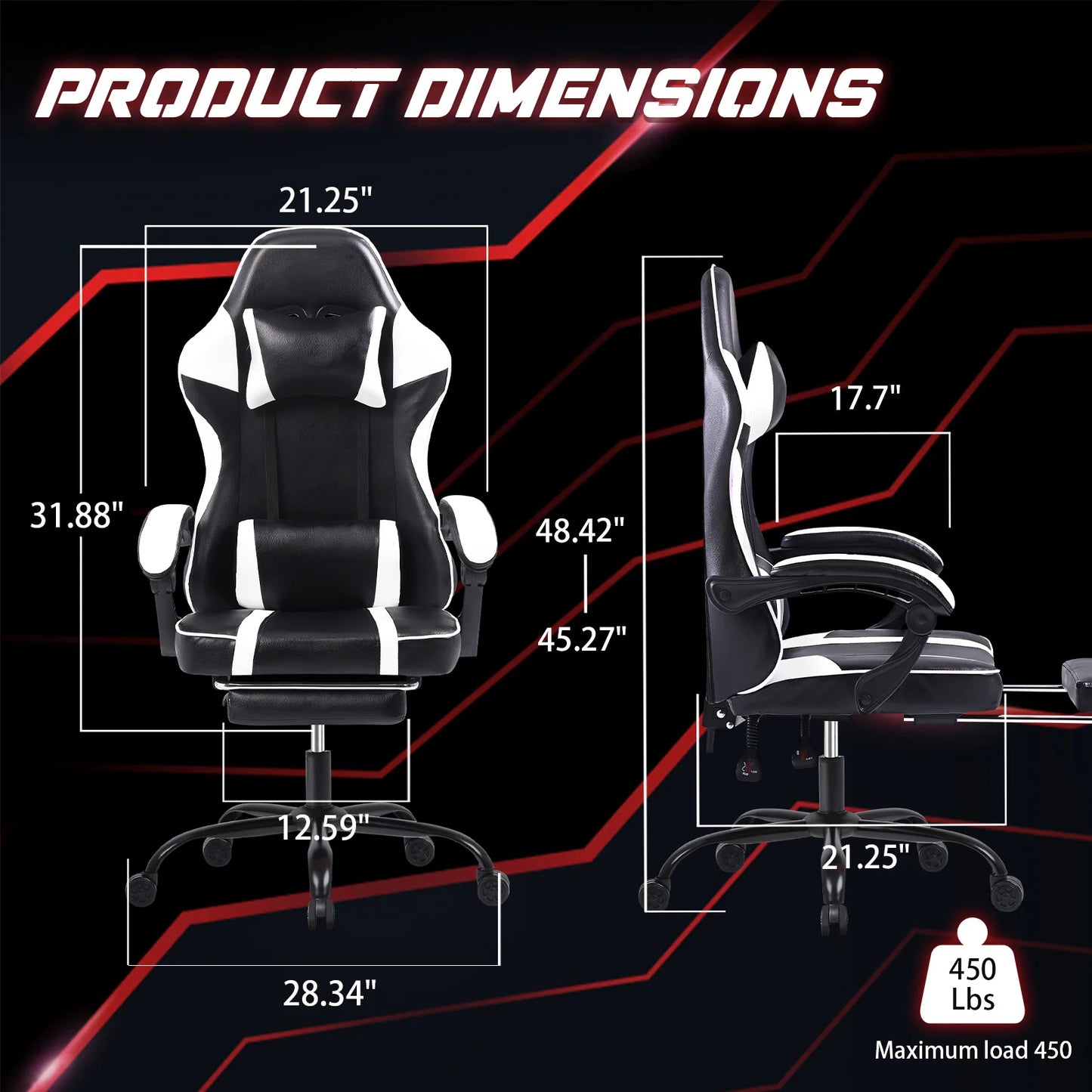 Ergonomic Gaming Chair with Footrest, High-Back ...