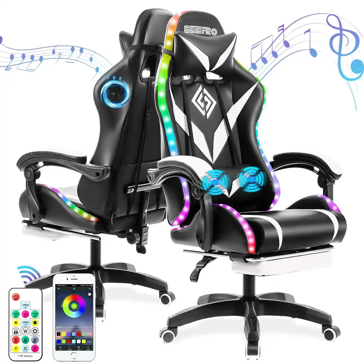 Silla Gamer RGB con Sonido y Masaje 135° de Con...