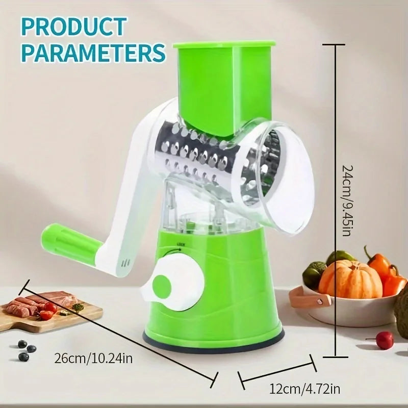 🥒 Vegetable & Fruit Slicer Grater Efficient Drum Cutter for Fast, Even Shreds