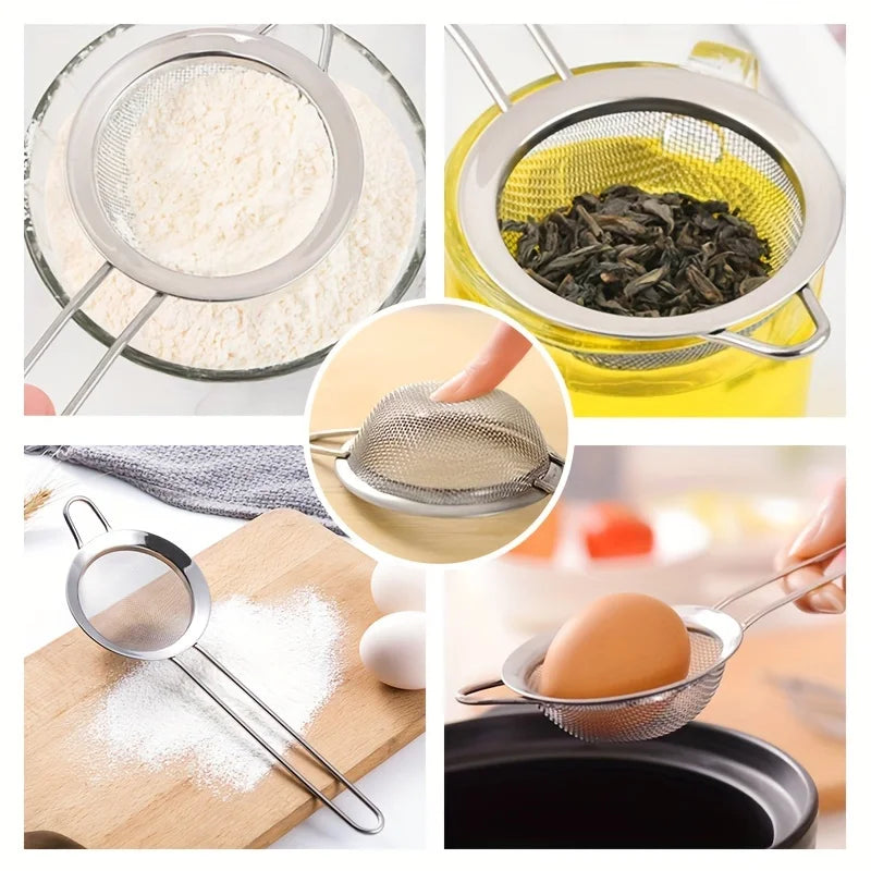 Coladores de Malla Fina de Acero Inoxidable 3 Pzs – Tamiz Multiusos de Cocina