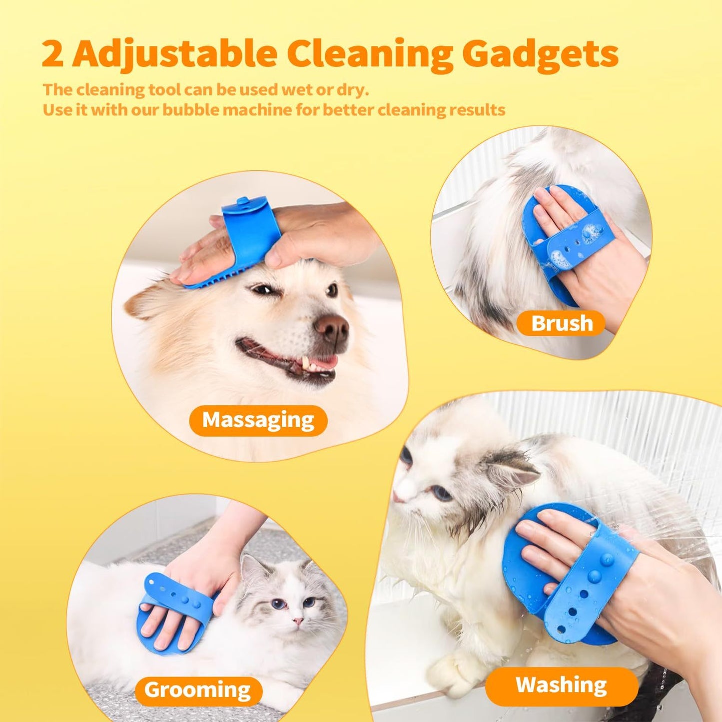Automatic Foaming Dog Soap Dispenser & Silicone Bath Brush – Easy Pet Grooming