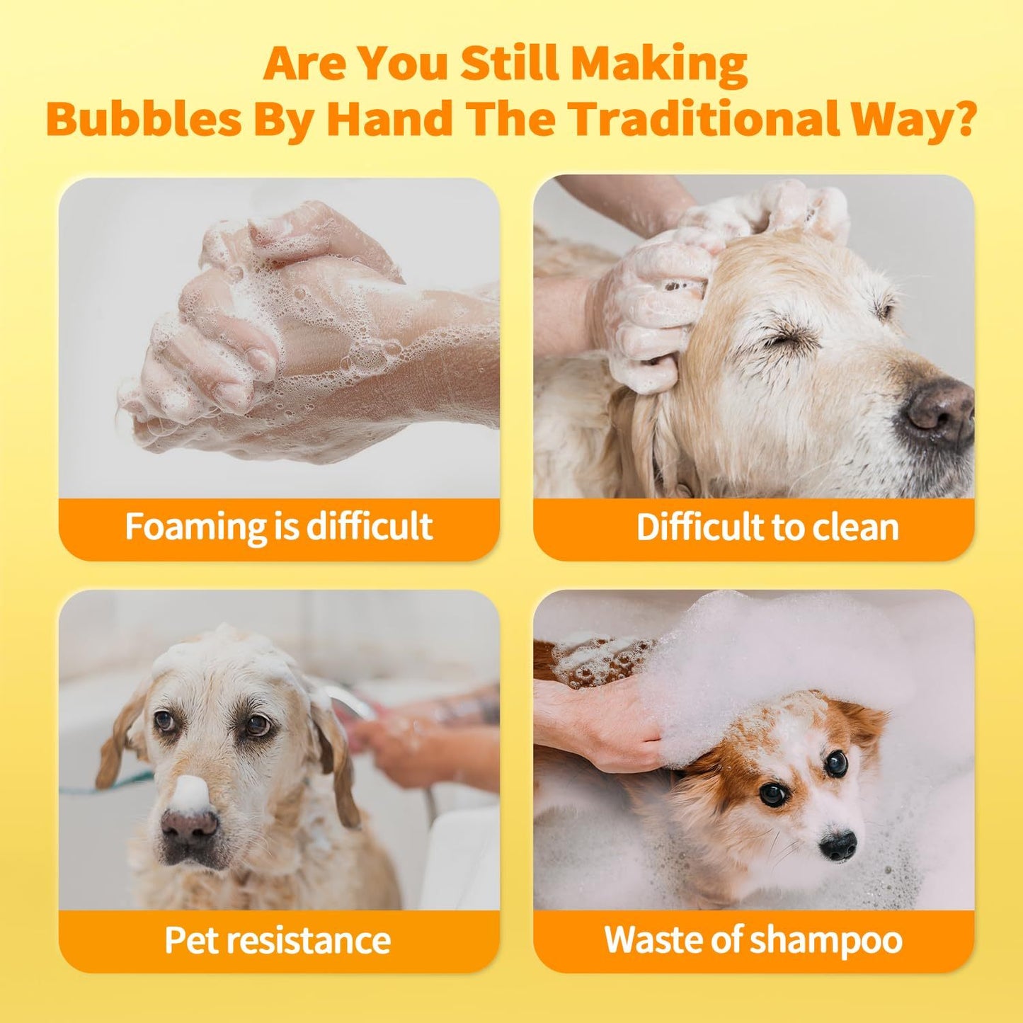 Automatic Foaming Dog Soap Dispenser & Silicone Bath Brush – Easy Pet Grooming