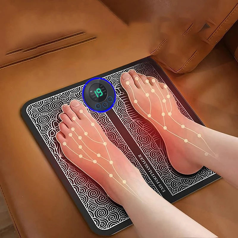 Foot Massager Pad – 8 Modes, 19 Levels, USB Rechargeable Muscle Stimulator