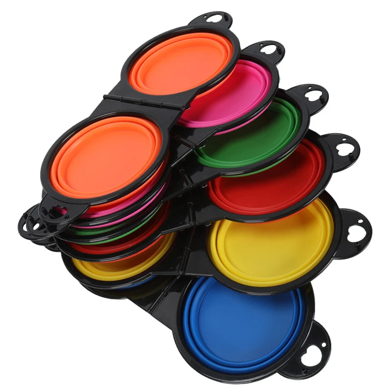 Foldable 2-in-1 Pet Bowl Portable Food & Water Tray for Dog