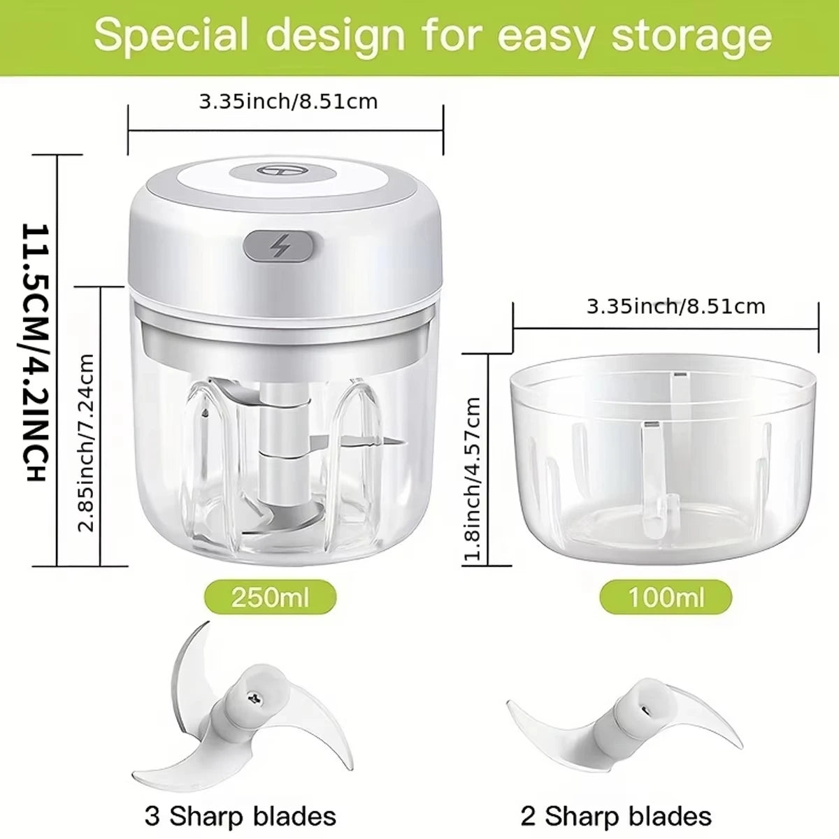 ⚡ Mini Electric Food Chopper  USB Portable Garlic, Meat & Vegetable Grinder