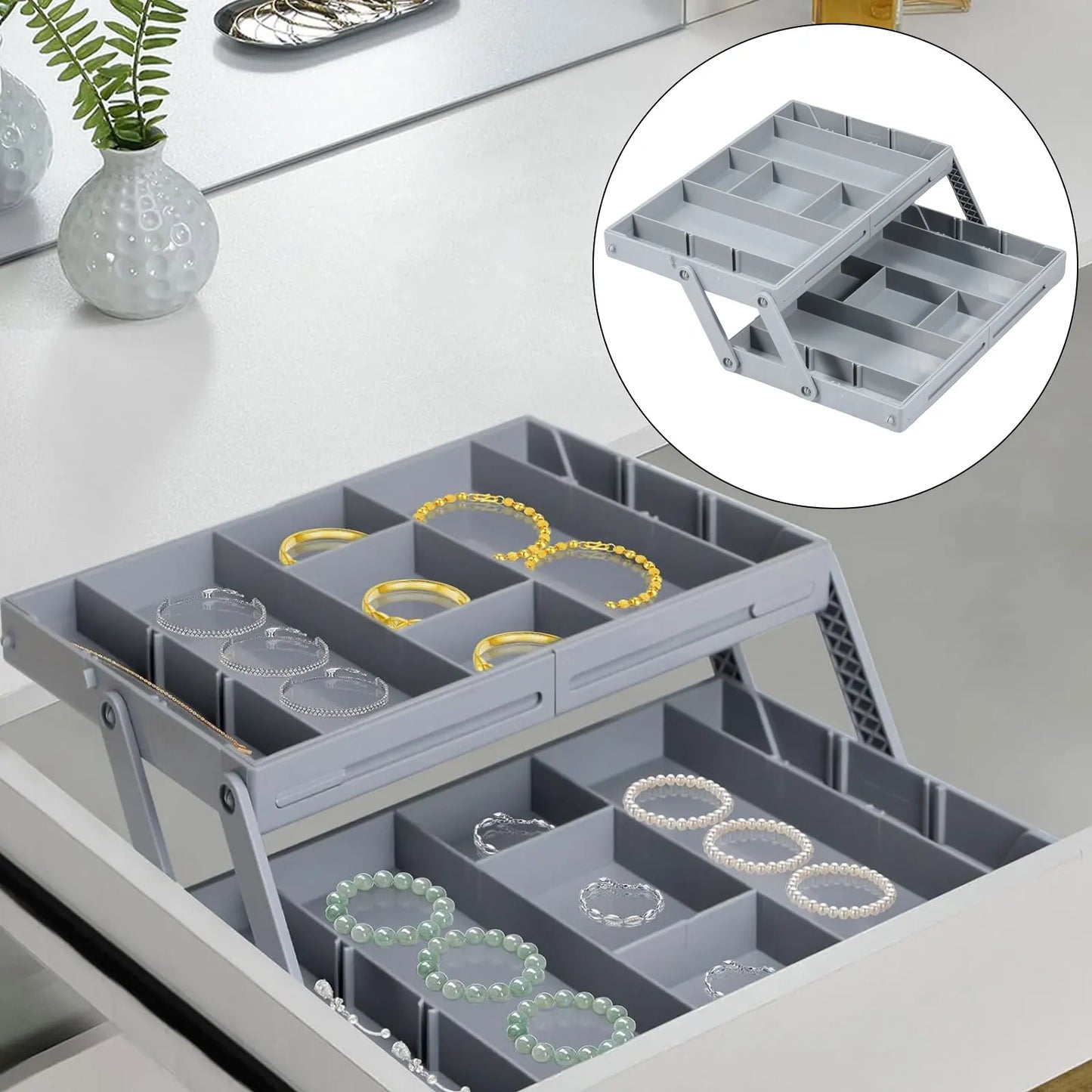 2/3 Tier Jewelry Organizer  Collapsible and Extendable Storage Tray