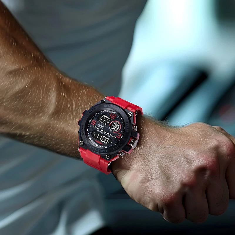 "Luxury Men's Digital Sports Watch - Waterproof with Stopwatch & Calendar"