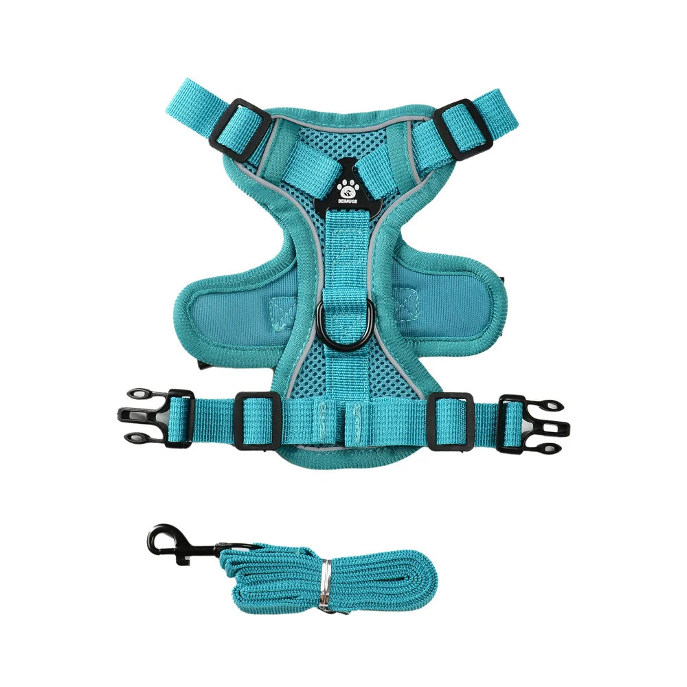 🐶 Adjustable Reflective Dog & Cat Harness Set  Leash for Small & Medium Pets