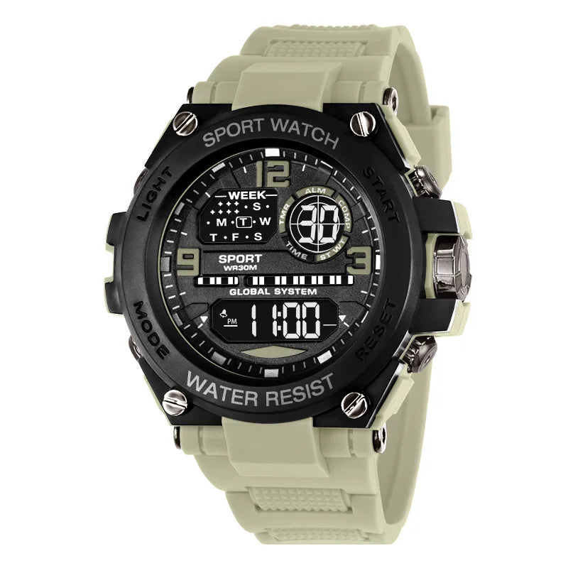 "Luxury Men's Digital Sports Watch - Waterproof with Stopwatch & Calendar"