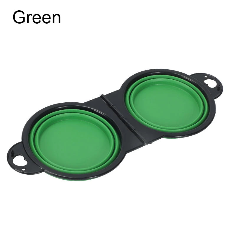 Foldable 2-in-1 Pet Bowl Portable Food & Water Tray for Dog