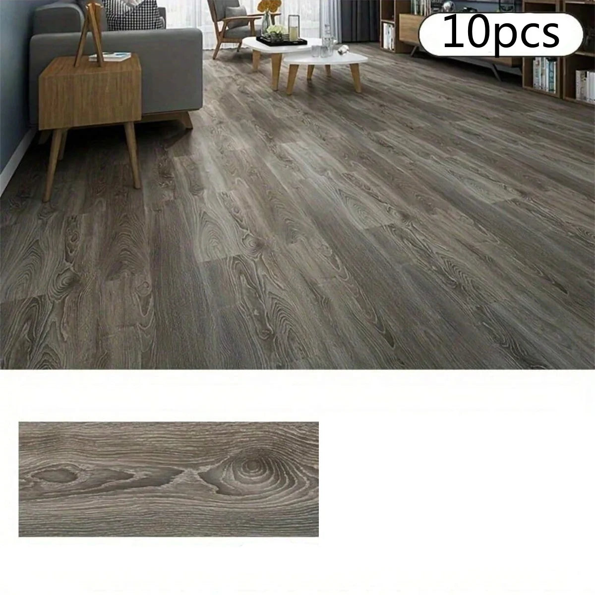 10 Pegatinas PVC 40x15cm Efecto Madera Gruesa | Suelo Vinílico Autoadhesivo e Impermeable