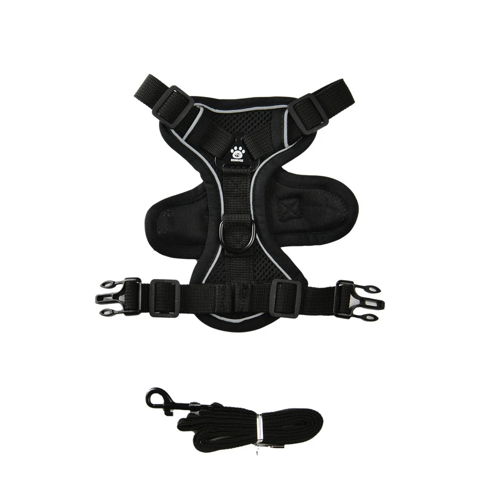 🐶 Adjustable Reflective Dog & Cat Harness Set  Leash for Small & Medium Pets