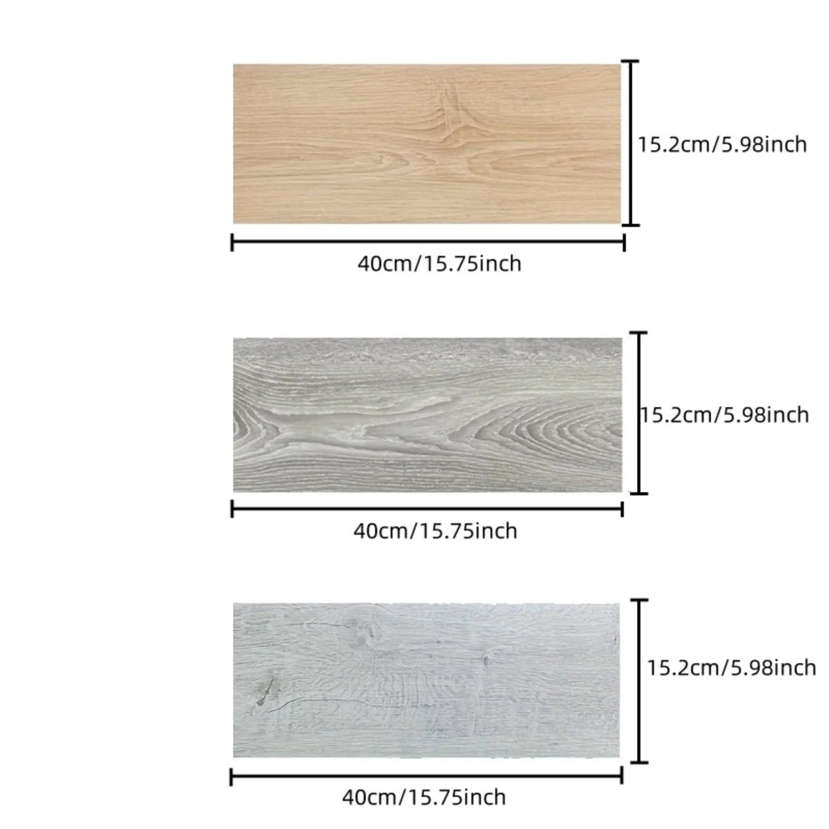 10 Pegatinas PVC 40x15cm Efecto Madera Gruesa | Suelo Vinílico Autoadhesivo e Impermeable