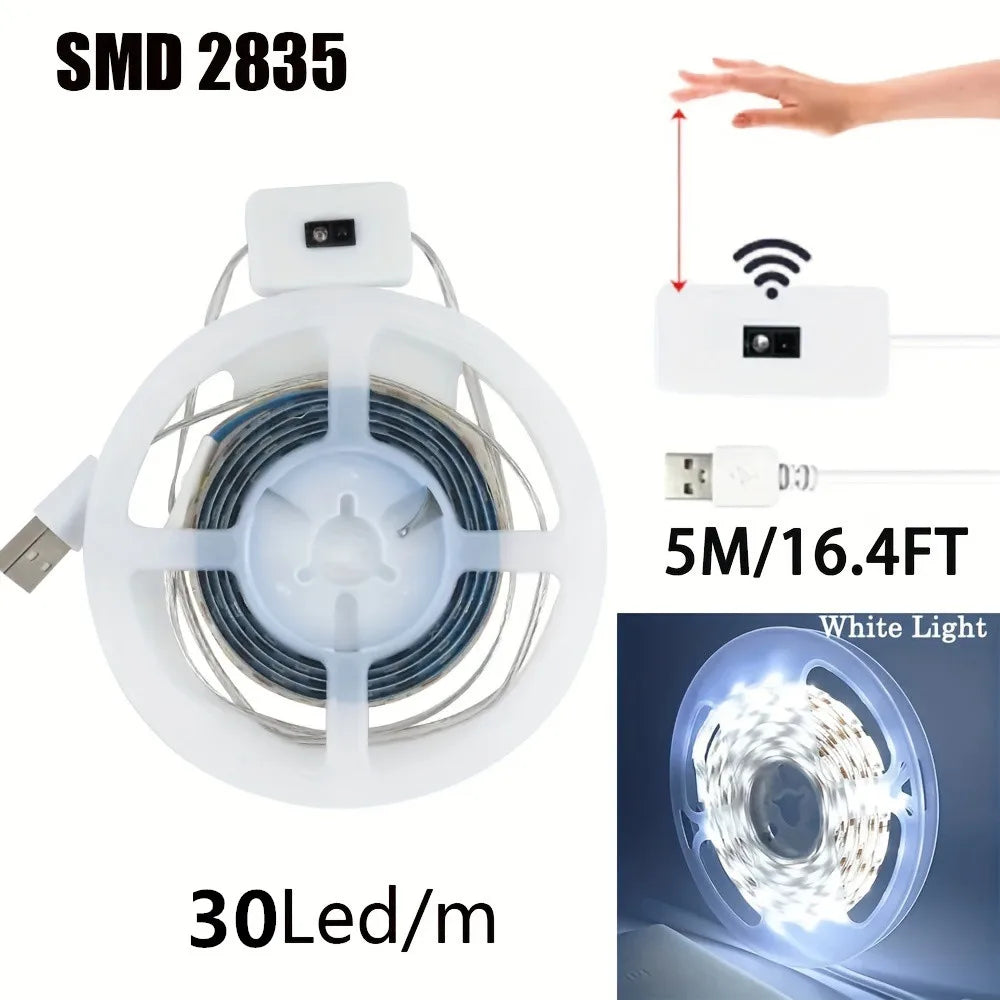 USB LED Strip Light with Motion & Hand Scan Sensor 5V Dimmable Lighting for Closet & Kitchen