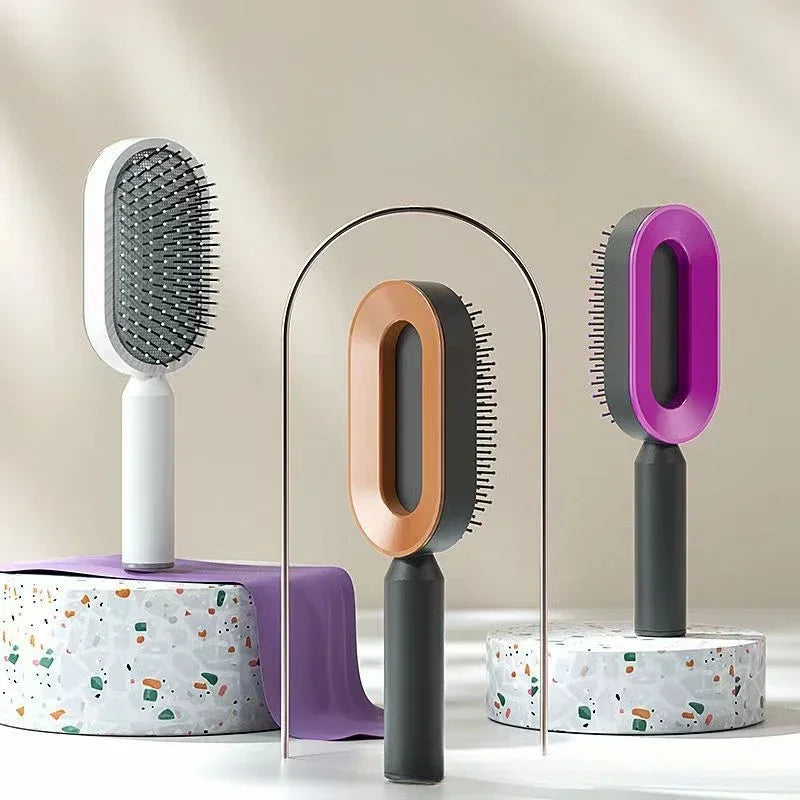 Cepillo de Pelo Auto-Limpiante  Masaje Capilar y Antiestático
