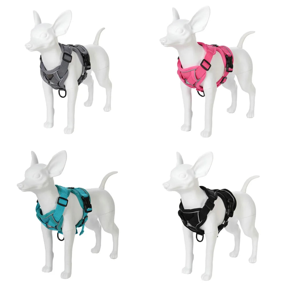 🐶 Adjustable Reflective Dog & Cat Harness Set  Leash for Small & Medium Pets