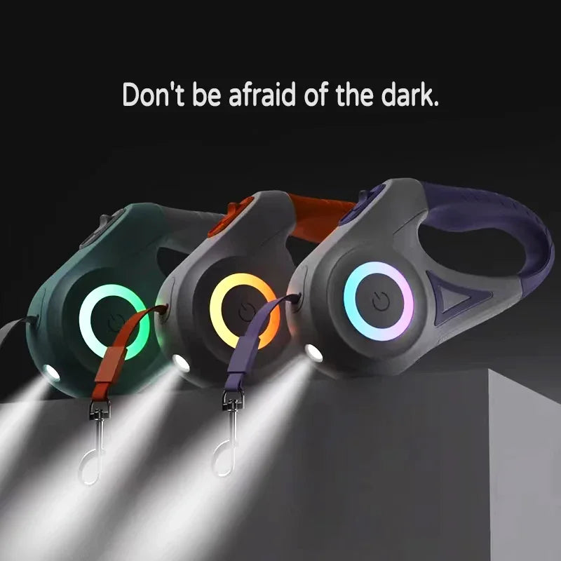 LED Retractable Dog Leash – 3M/5M for Small, Medium & Large Pets
