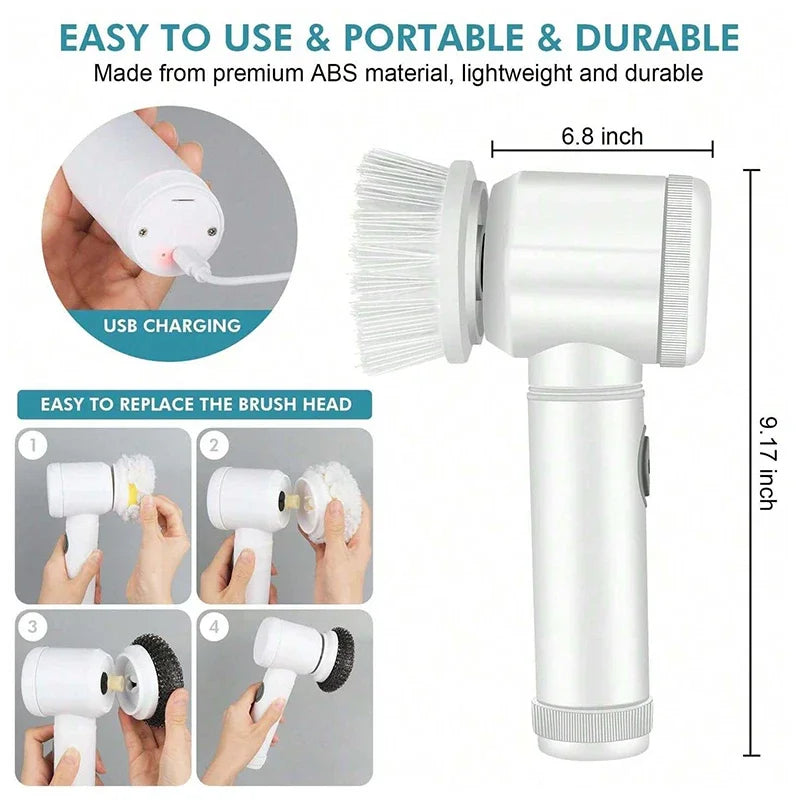 Electric Spin Scrubber con 5 Cepillos Limpieza ...



