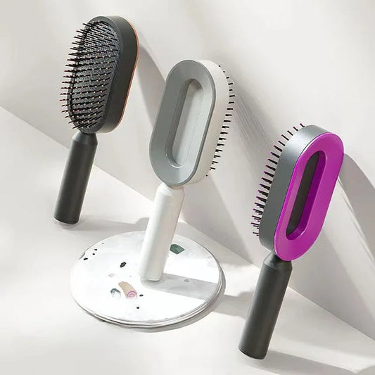 Cepillo de Pelo Auto-Limpiante  Masaje Capilar y Antiestático