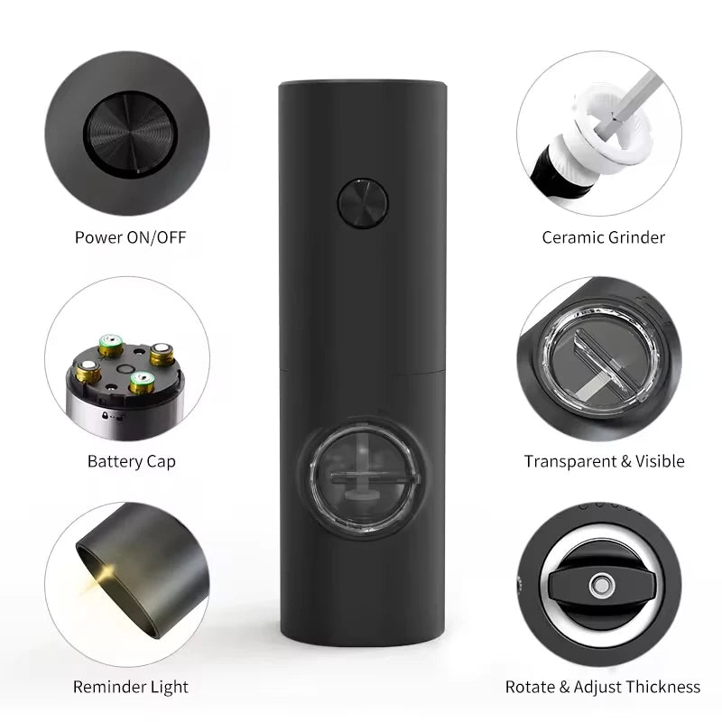 Molinillo Eléctrico de Sal y Pimienta con Luz LED – Set Ajustable Recargable de Cocina