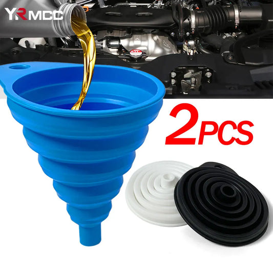 2 Embudos Plegables de Silicona: Herramientas para Cambio de Aceite en Autos y Motos
