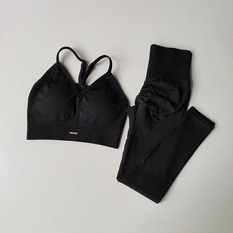 Seamless Fitness Set - Conjunto Deportivo Mujer Push-Up & Secado Rápido