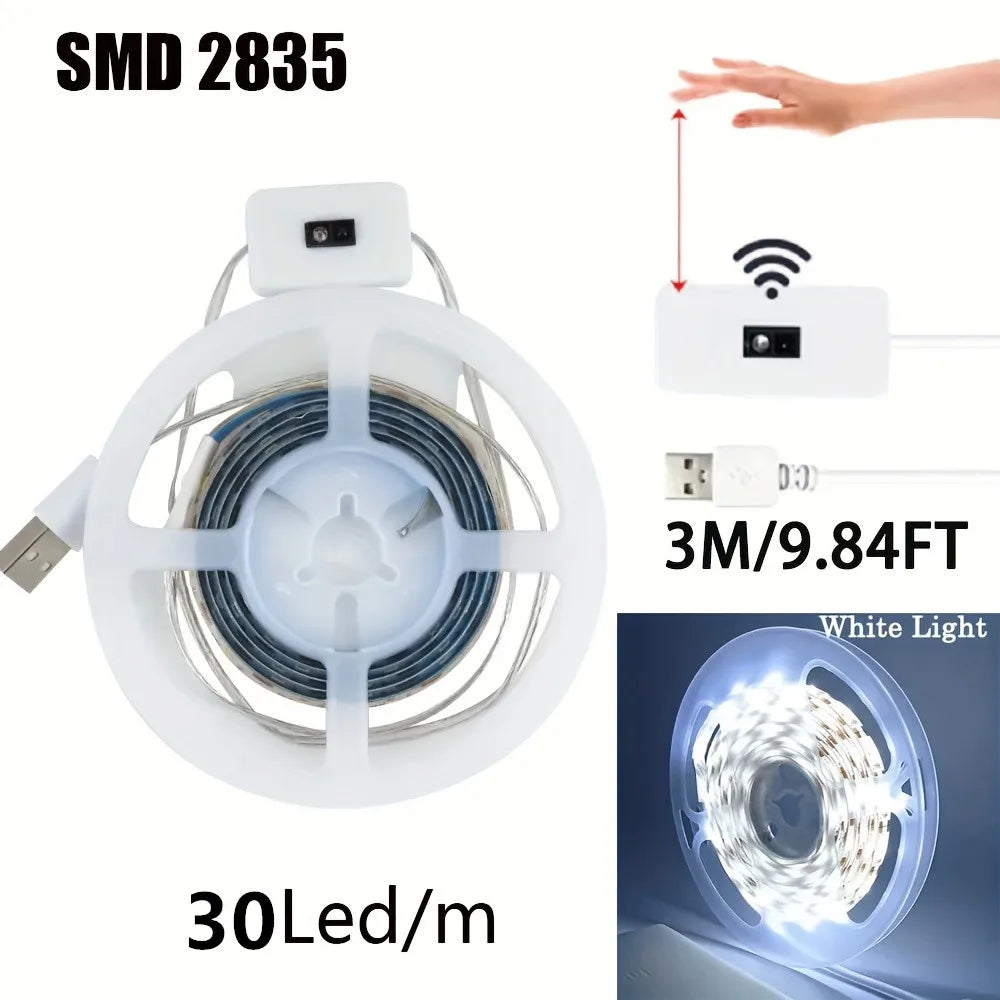 USB LED Strip Light with Motion & Hand Scan Sensor 5V Dimmable Lighting for Closet & Kitchen