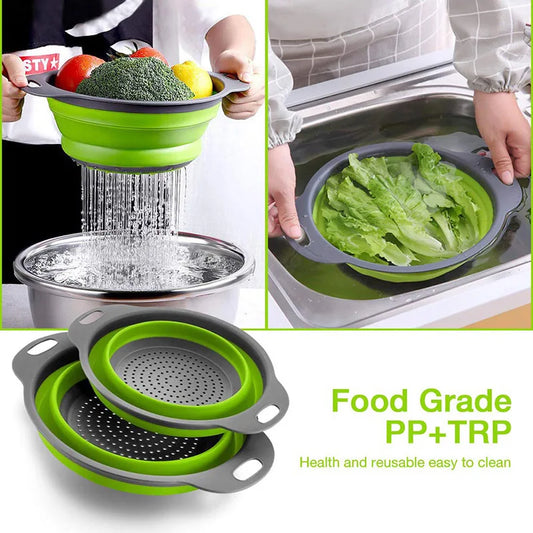 🥕 Foldable Silicone Basket – Fruit & Vegetable Cleaning & Draining Kitchen Gadget