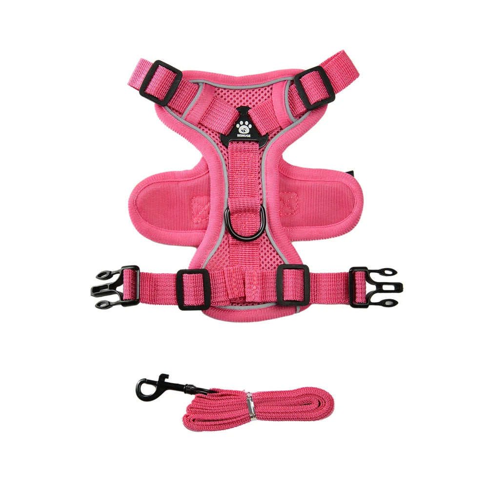 🐶 Adjustable Reflective Dog & Cat Harness Set  Leash for Small & Medium Pets