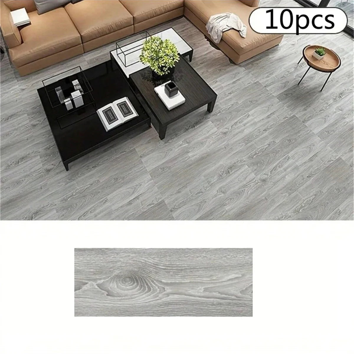 10 Pegatinas PVC 40x15cm Efecto Madera Gruesa | Suelo Vinílico Autoadhesivo e Impermeable