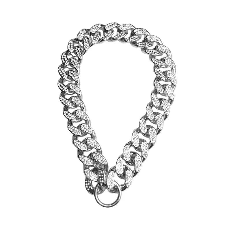 Luxury Gold Dog Collar – Diamond-Inlaid Chain for Small to Large Pets