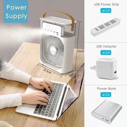 Enfriador de Aire 3 en 1 Portátil con Luz LED y