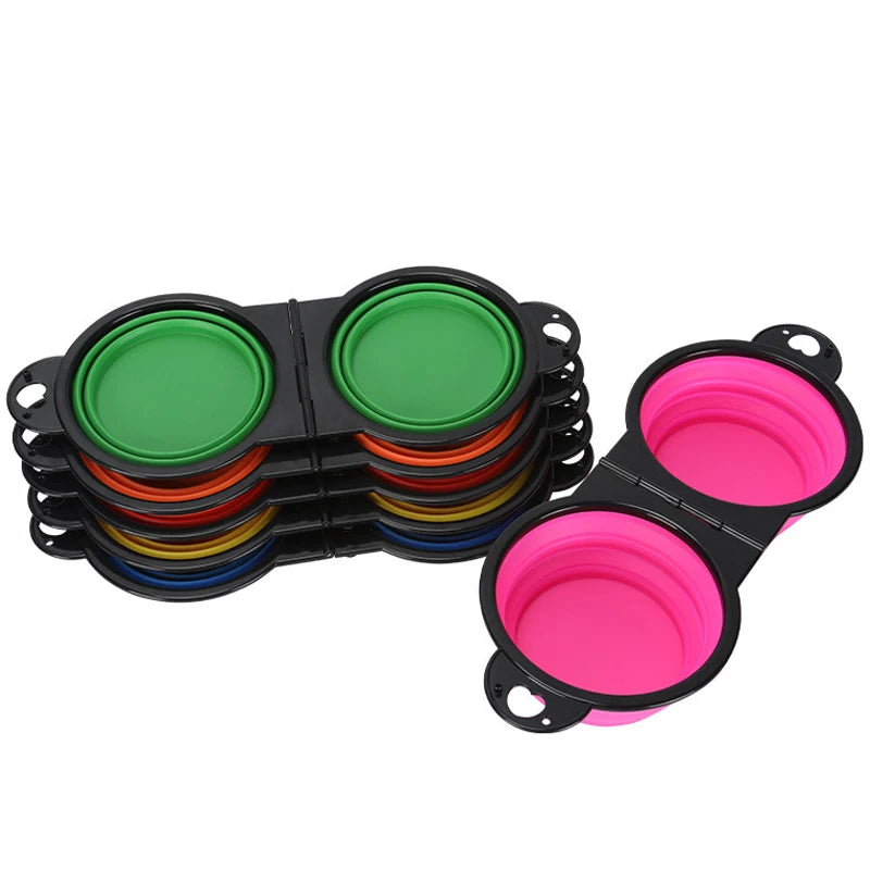 Foldable 2-in-1 Pet Bowl Portable Food & Water Tray for Dog