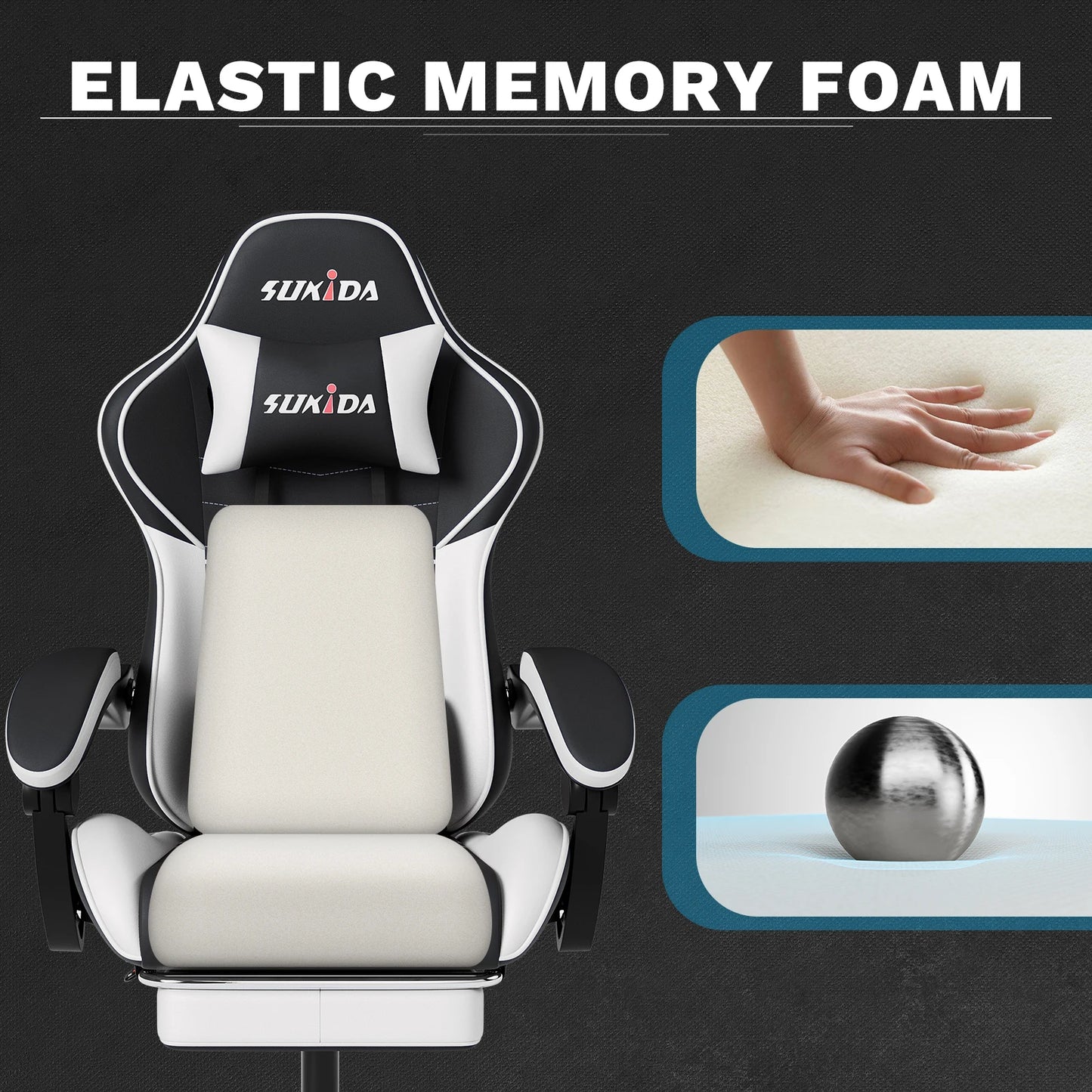 🎮 Ergonomic Gaming Chair Massage, Swivel & Lumbar Support
