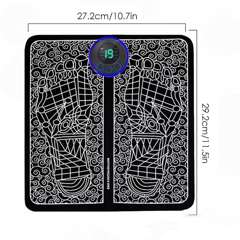 Foot Massager Pad – 8 Modes, 19 Levels, USB Rechargeable Muscle Stimulator