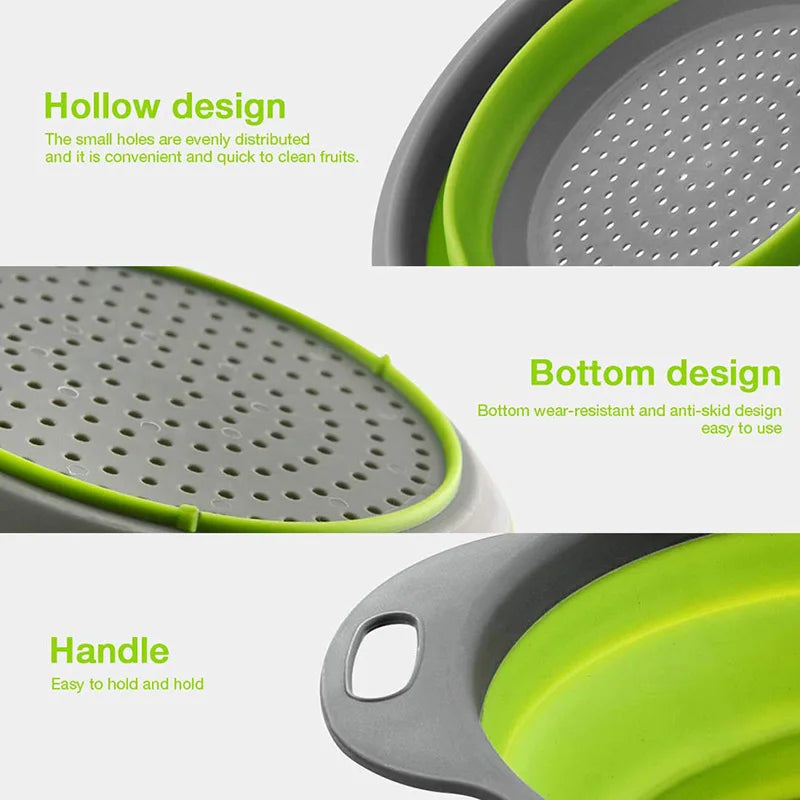🥕 Foldable Silicone Basket – Fruit & Vegetable Cleaning & Draining Kitchen Gadget